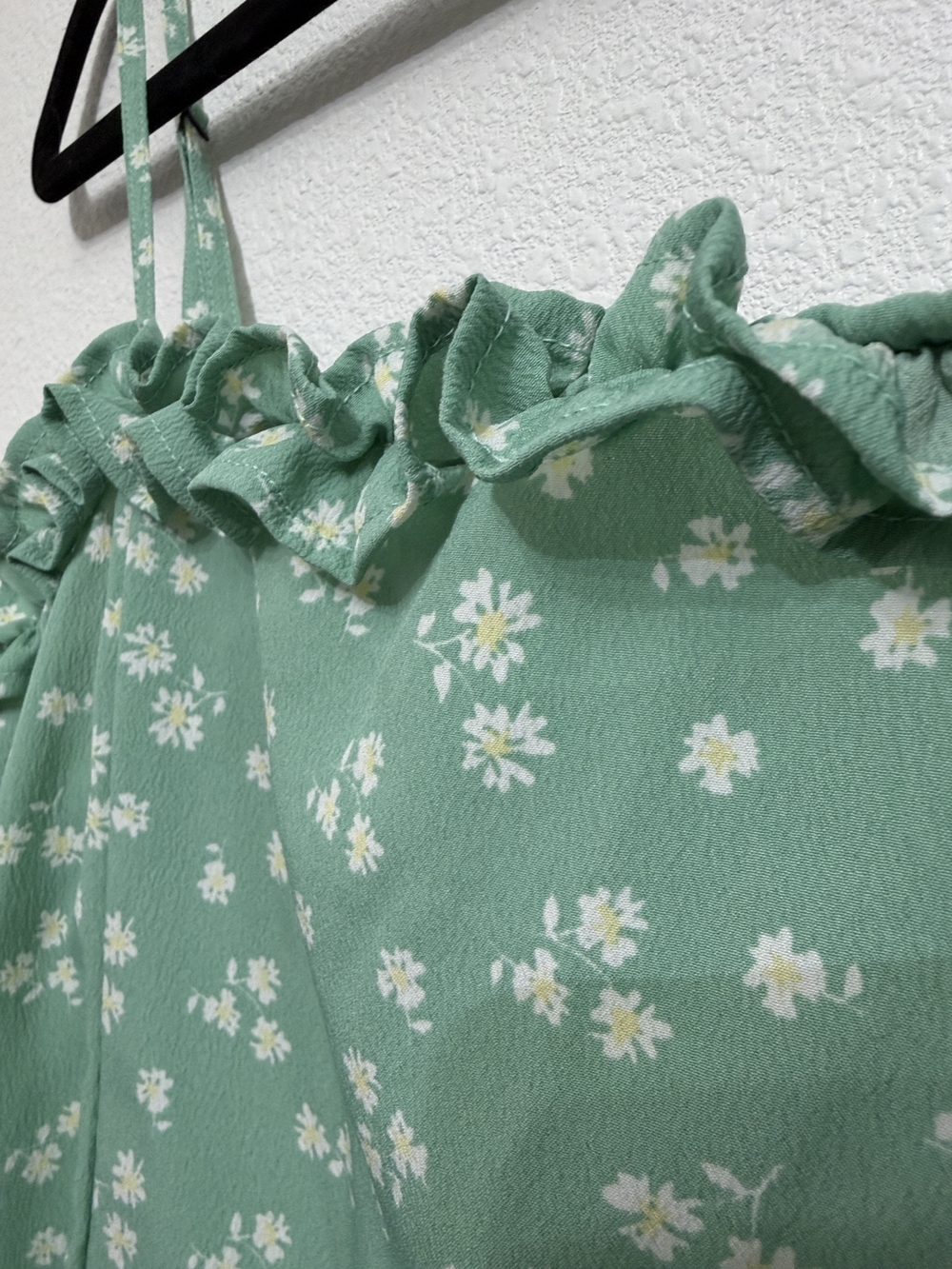 Muse Society - Mint Green Floral Ruffle Strap Dress - Picture 3 of 3